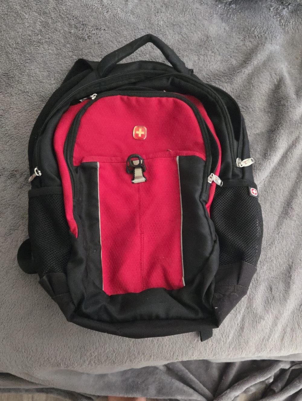 Swiss-Style Red and Black Men's Backpack - Travel & Commuter Bag